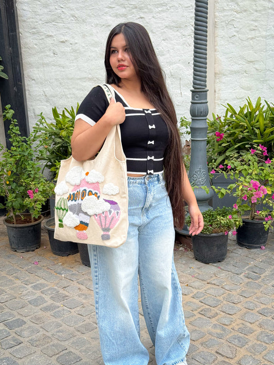 Whimsical Hot Air Balloon Tote Bag